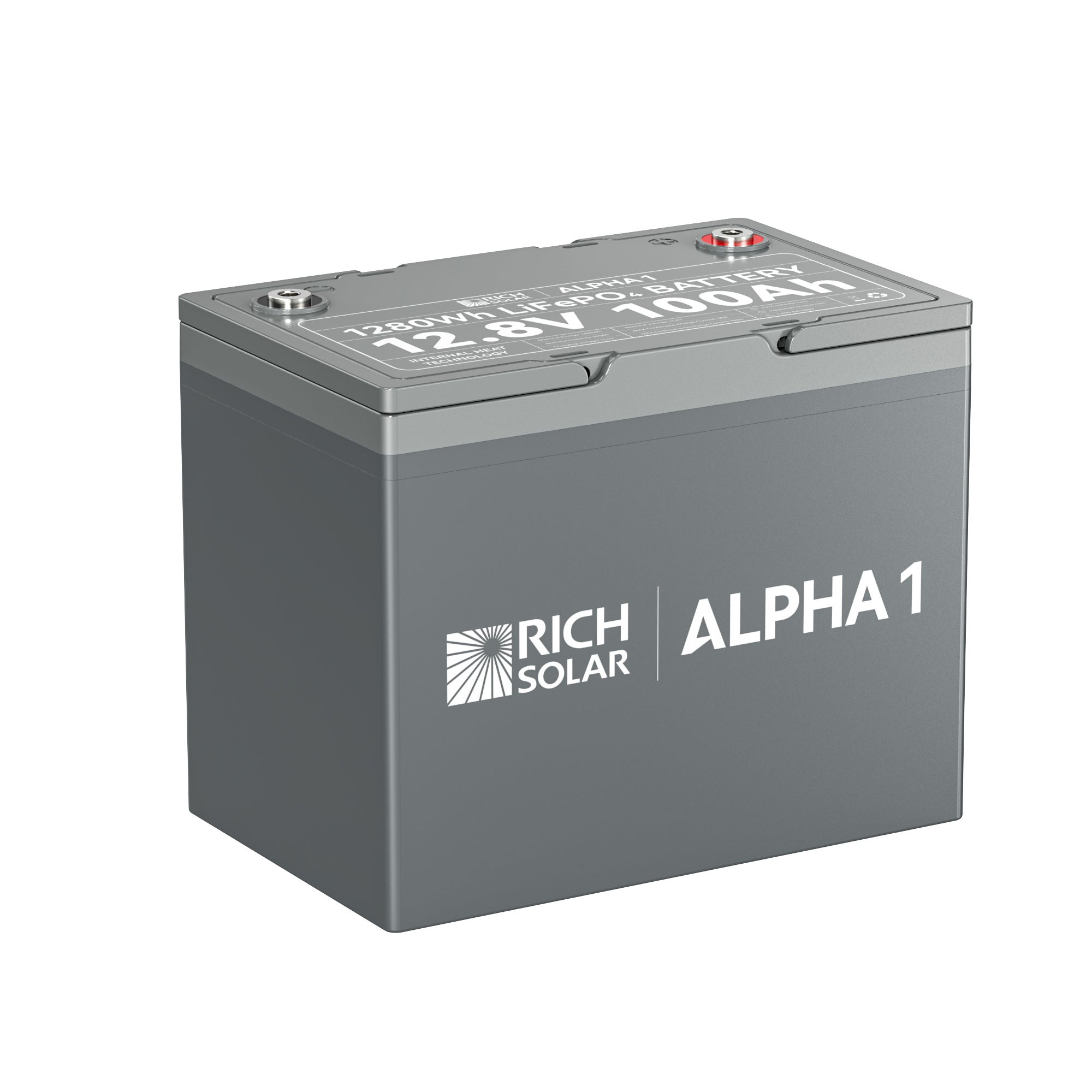 RICH SOLAR ALPHA 1 | 12V 100Ah LiFePO4 Battery | Powerful 12V Lithium Battery | 5,000 Lifetime Cycles | Bluetooth and Internal Heat Technology