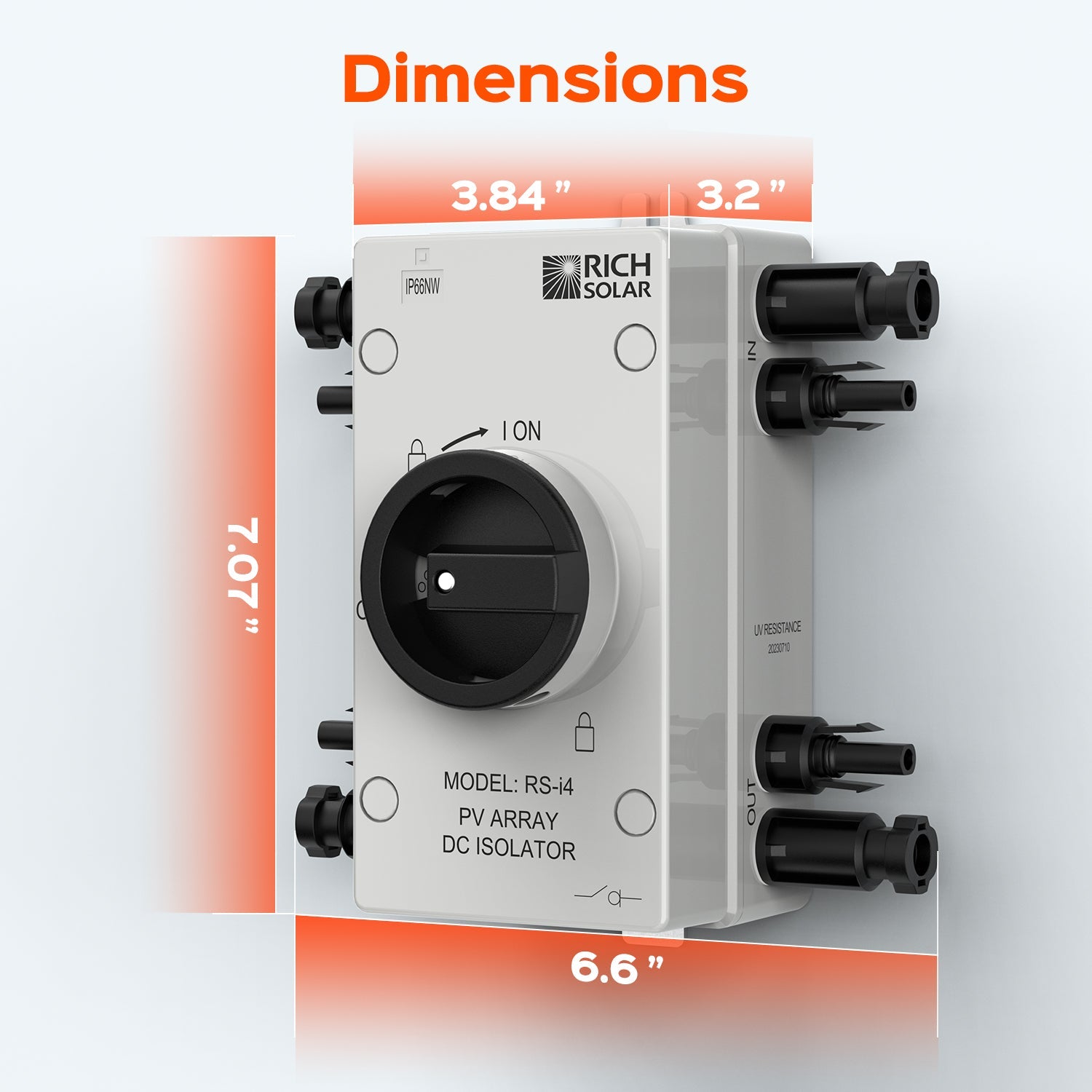 RICH SOLAR Solar PV DC Quick Disconnect Switch | Solar Array DC Quick Disconnect Switch | 1500 Volt 32 Amp | 4 Pole 2 Strings | Easy to Install