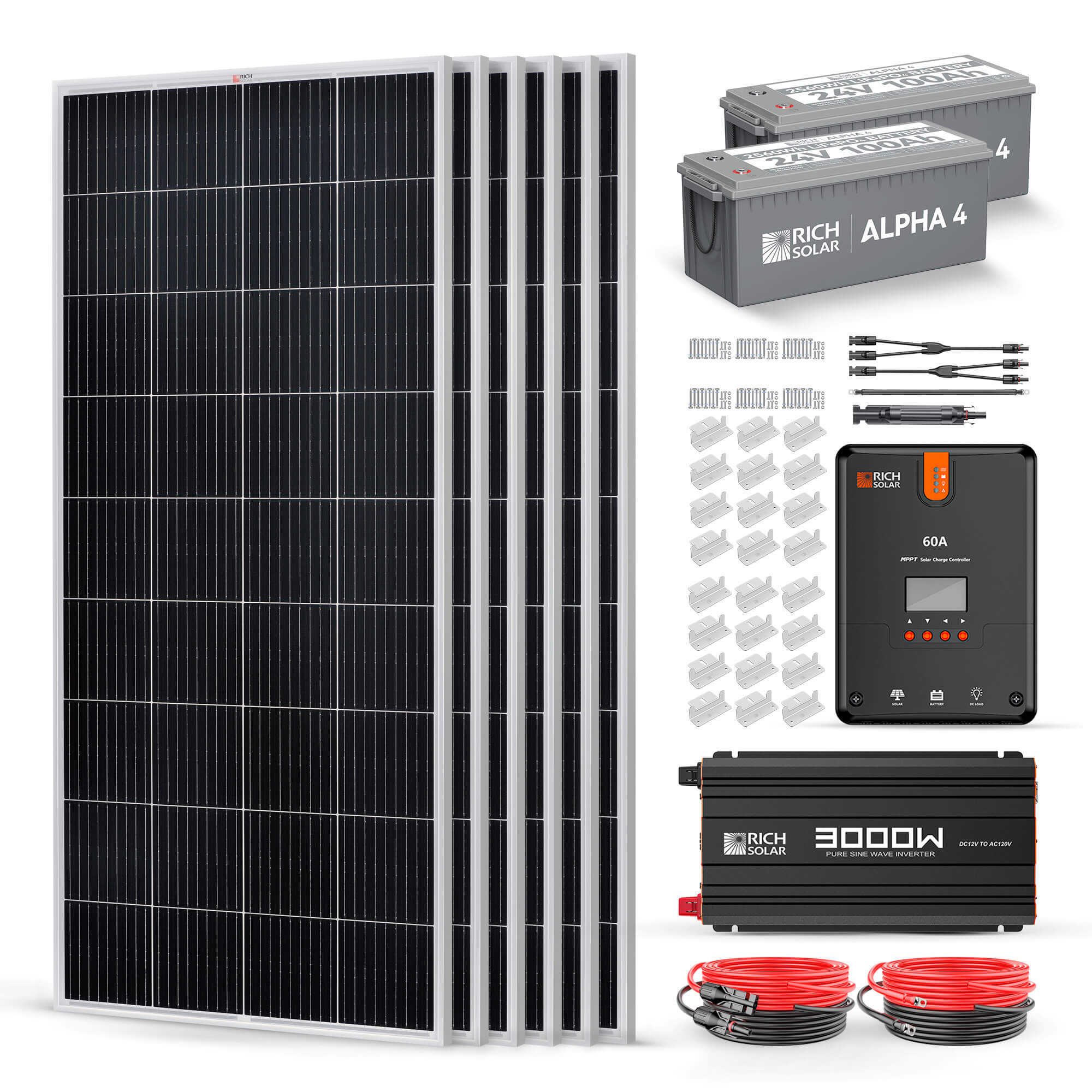 RICH SOLAR 1200 Watt 24V Complete Solar Kit