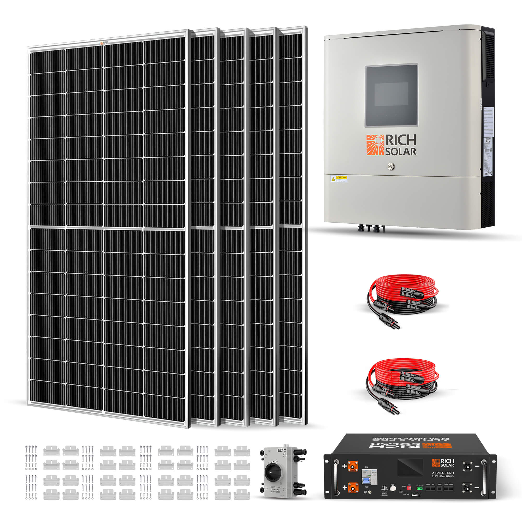 RICH SOLAR 1250W 48VDC-120VAC Solar Kit