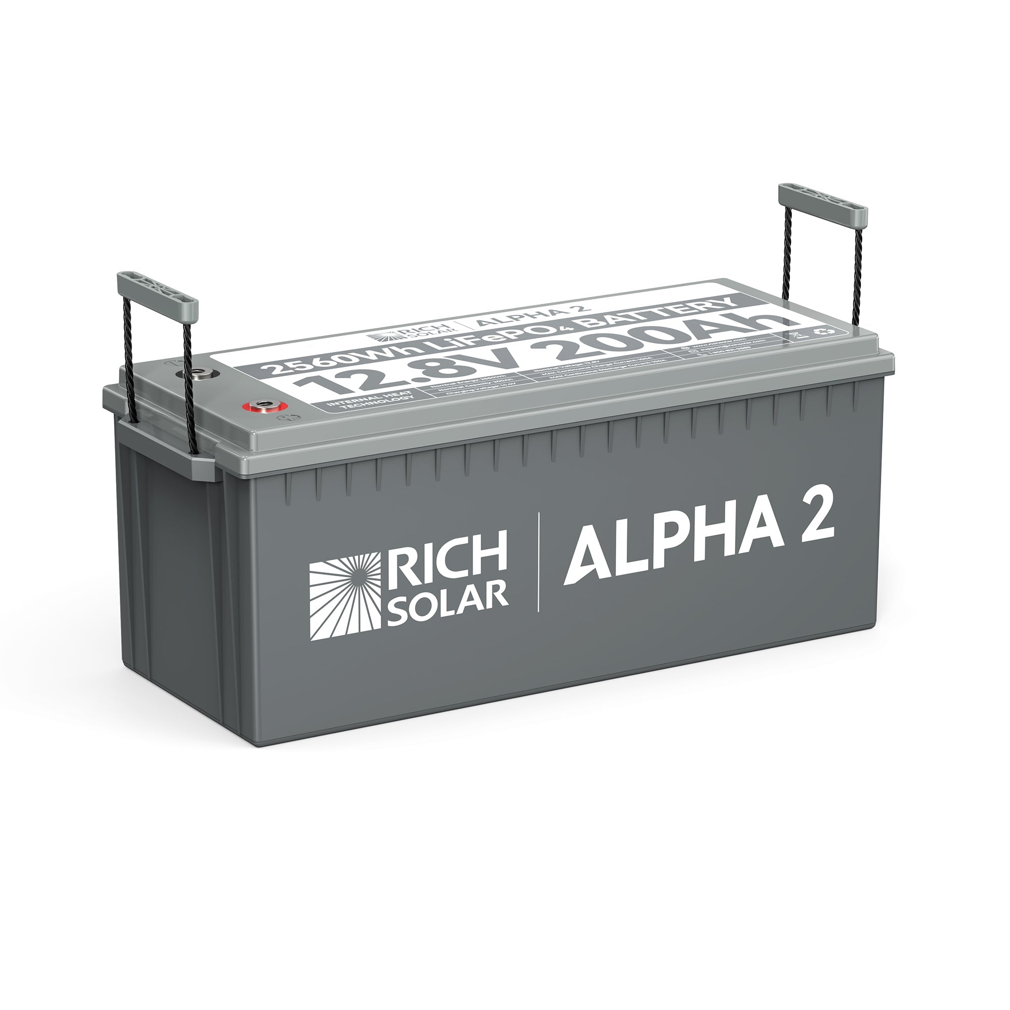 RICH SOLAR ALPHA 2 | 12V 200Ah LiFePO4 Battery | 5,000 Lifetime Cycles | Bluetooth and Internal Heat Technology