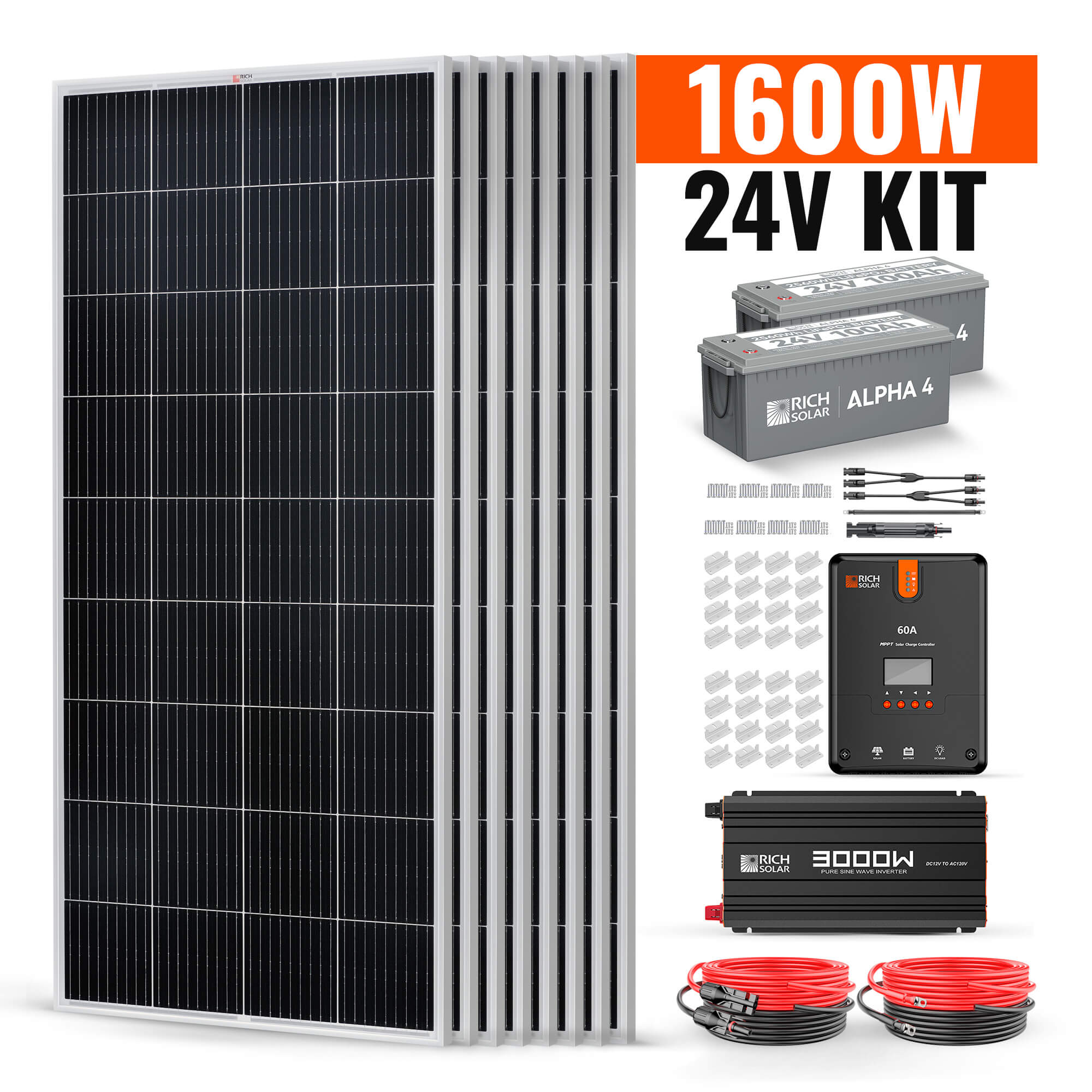 RICH SOLAR 1600 Watt 24V Complete Solar Kit