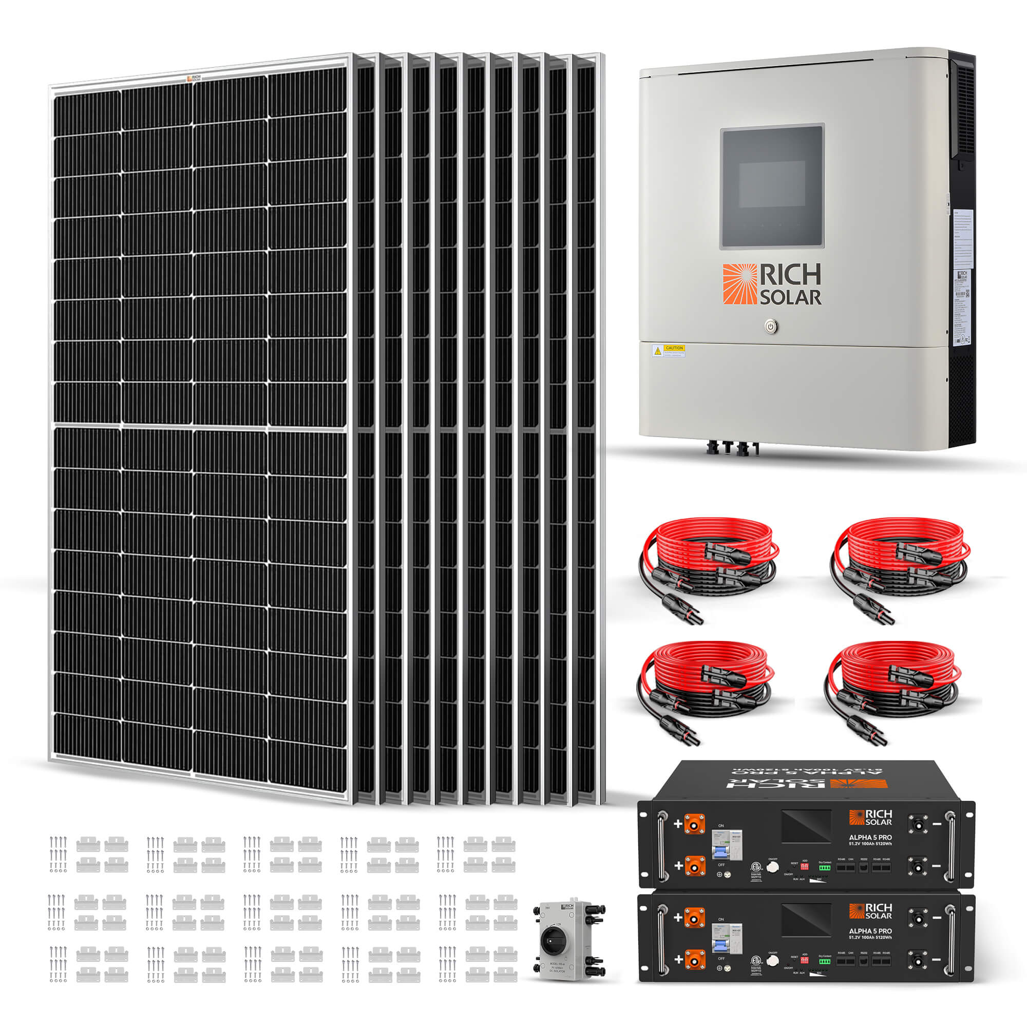 RICH SOLAR 2500W 48VDC-120VAC Solar Kit