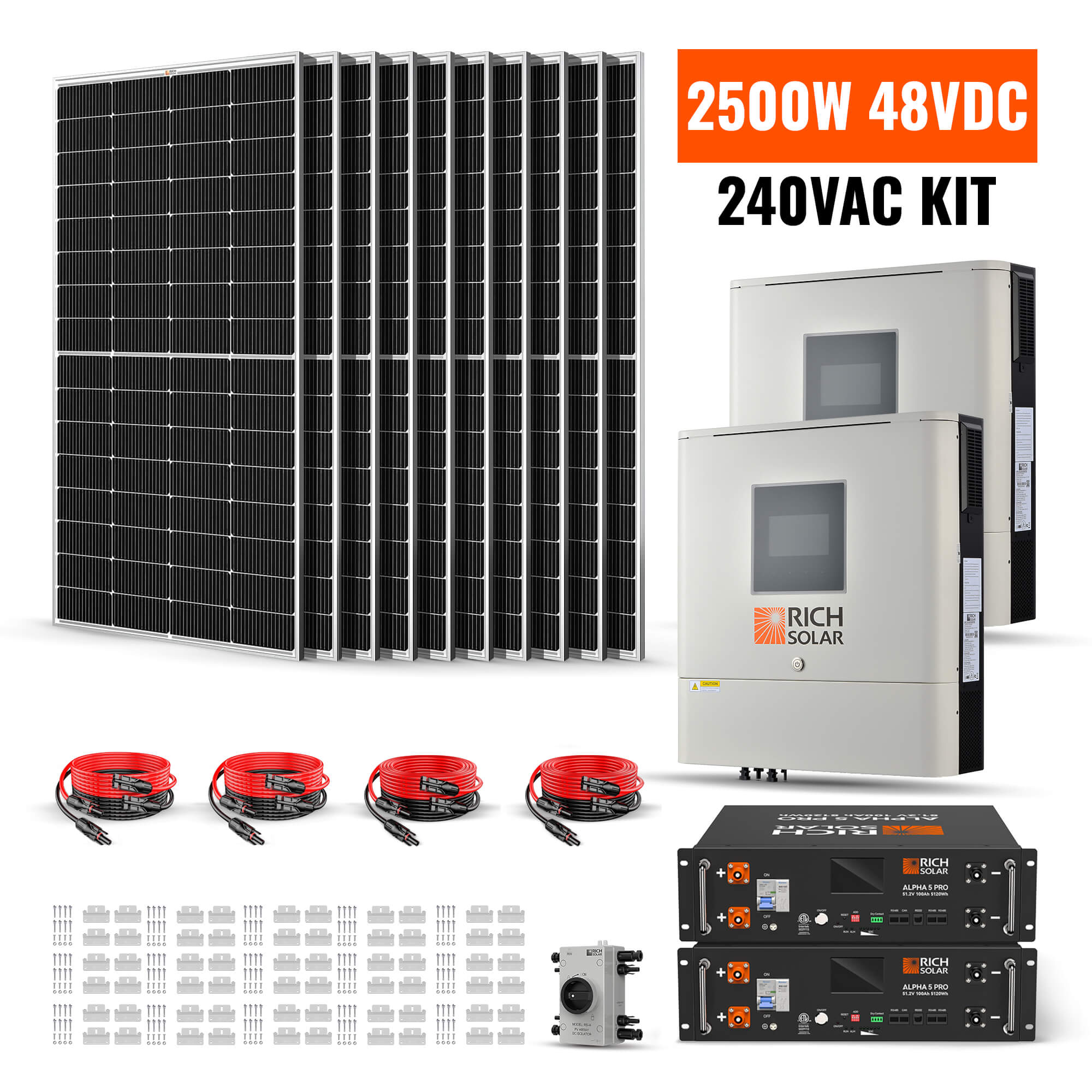 RICH SOLAR 2500W 48VDC-240VAC Solar Kit