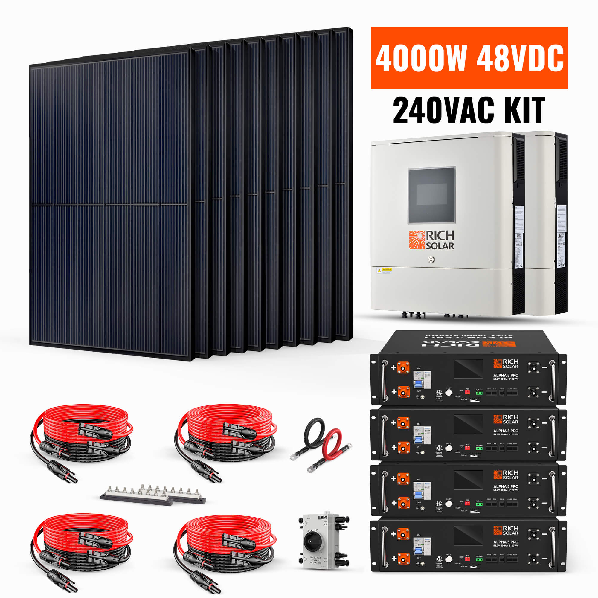 RICH SOLAR 4000W 48VDC-240VAC Solar Kit