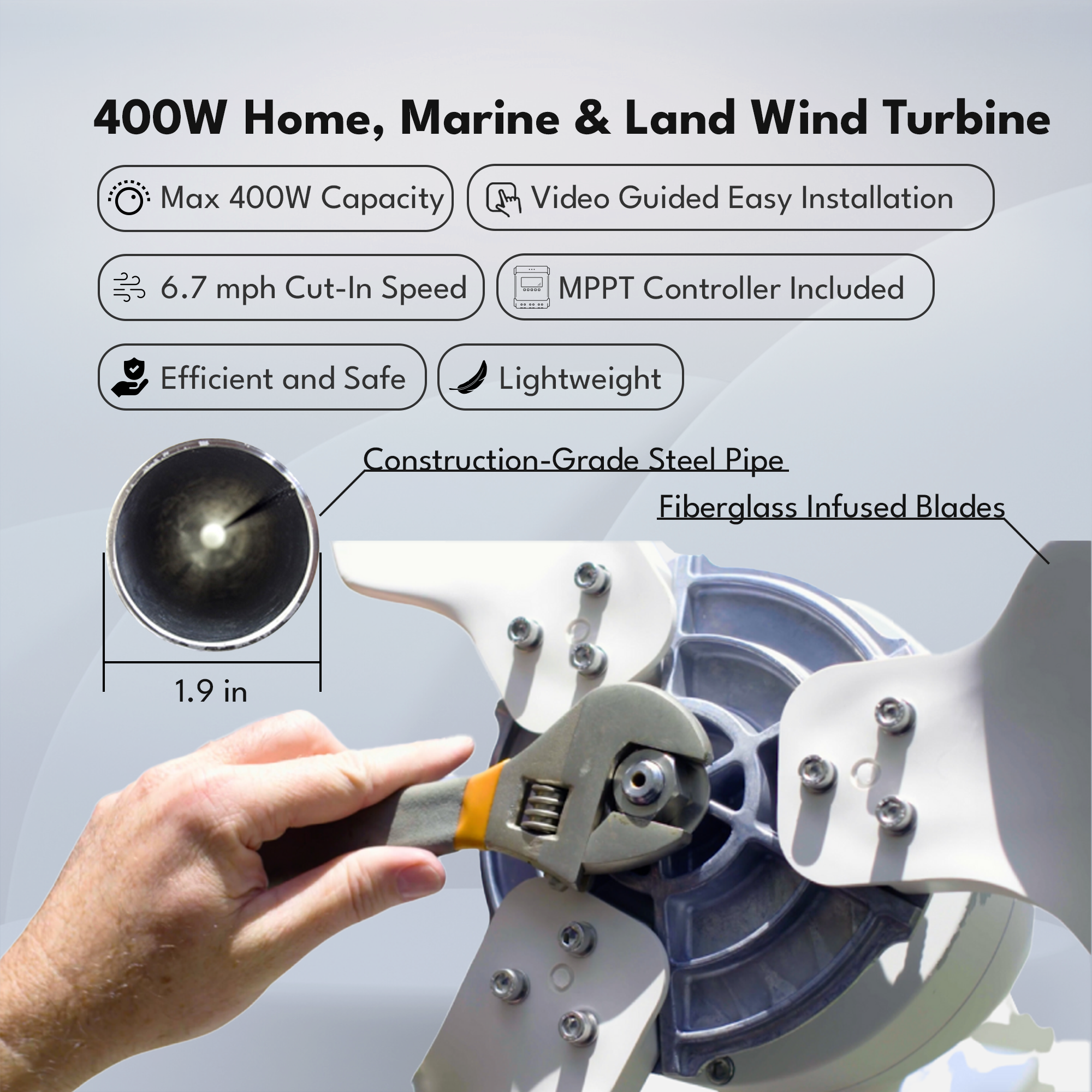 Automaxx Windmill 400W Wind Turbine Generator Kit