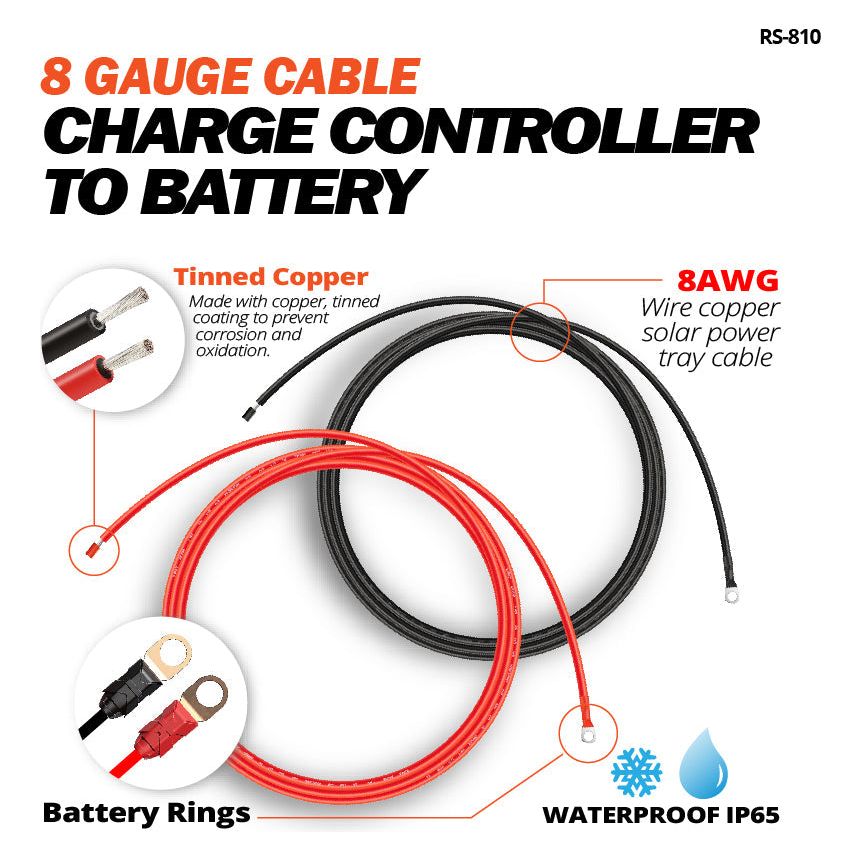 RICH SOLAR Extension Cable to Connect Charge Controller to Battery | Pair of Red and Black Extension Wires to Connect Charge Controller to Battery Cable