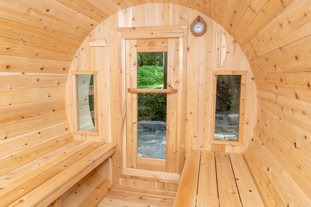 Dundalk Leisurecraft Canadian Timber Tranquility Barrel Sauna | 6-8 Persons