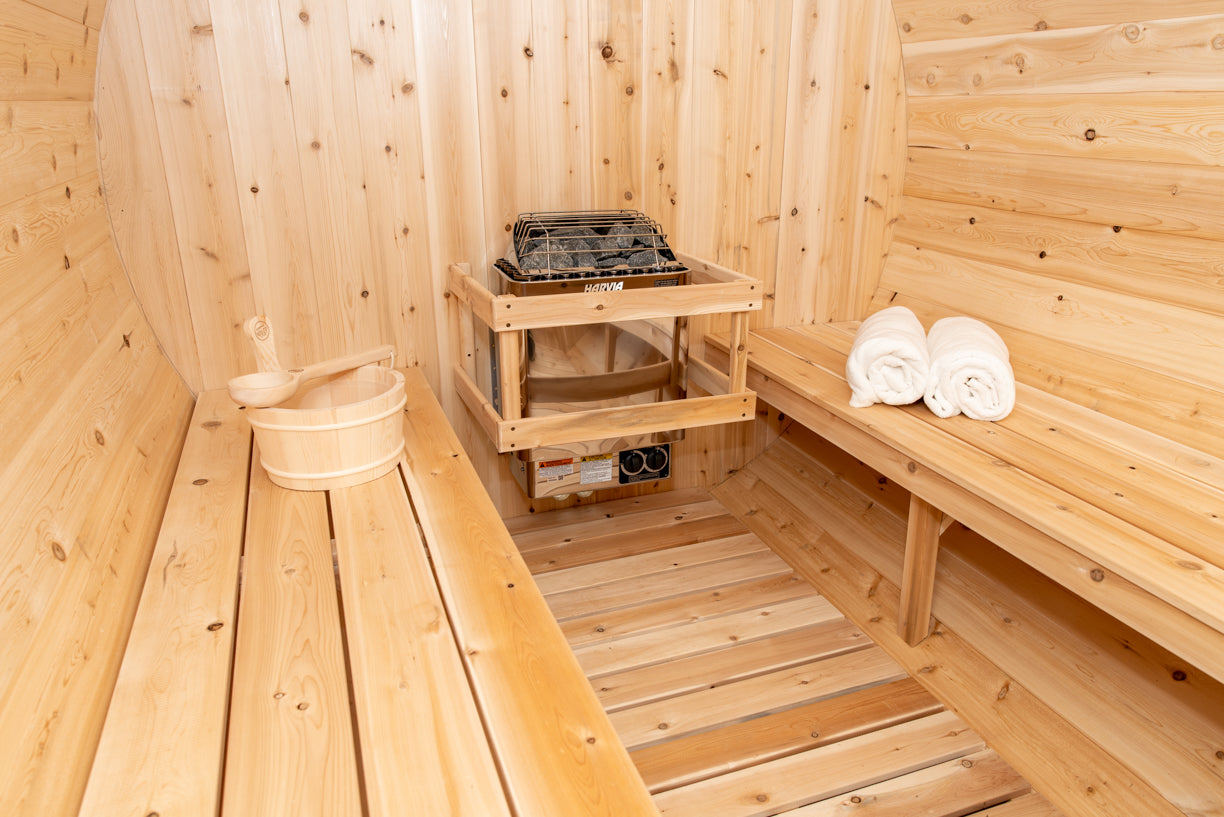 Dundalk Leisurecraft Canadian Timber Tranquility Barrel Sauna | 6-8 Persons