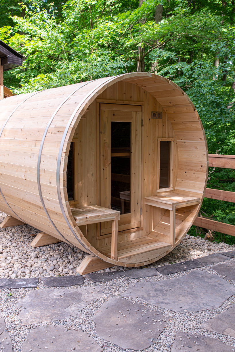 Dundalk Leisurecraft Canadian Timber Tranquility Barrel Sauna | 6-8 Persons