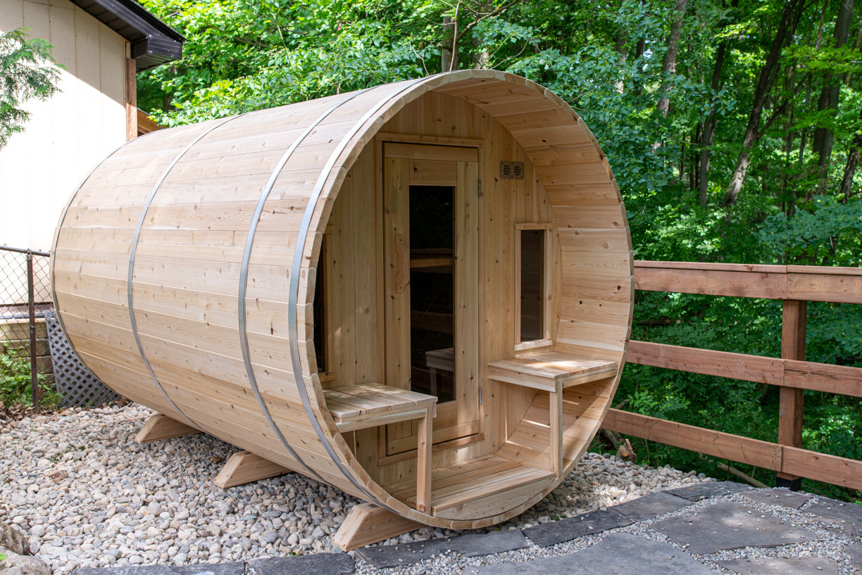 Dundalk Leisurecraft Canadian Timber Tranquility Barrel Sauna | 6-8 Persons