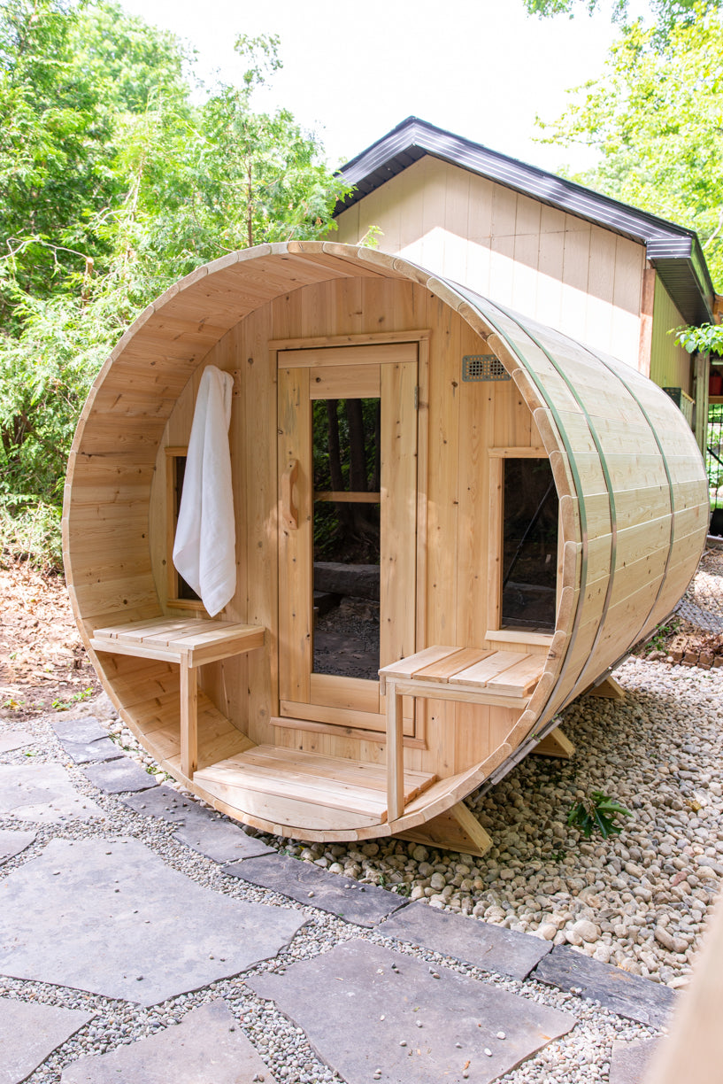 Dundalk Leisurecraft Canadian Timber Tranquility Barrel Sauna | 6-8 Persons