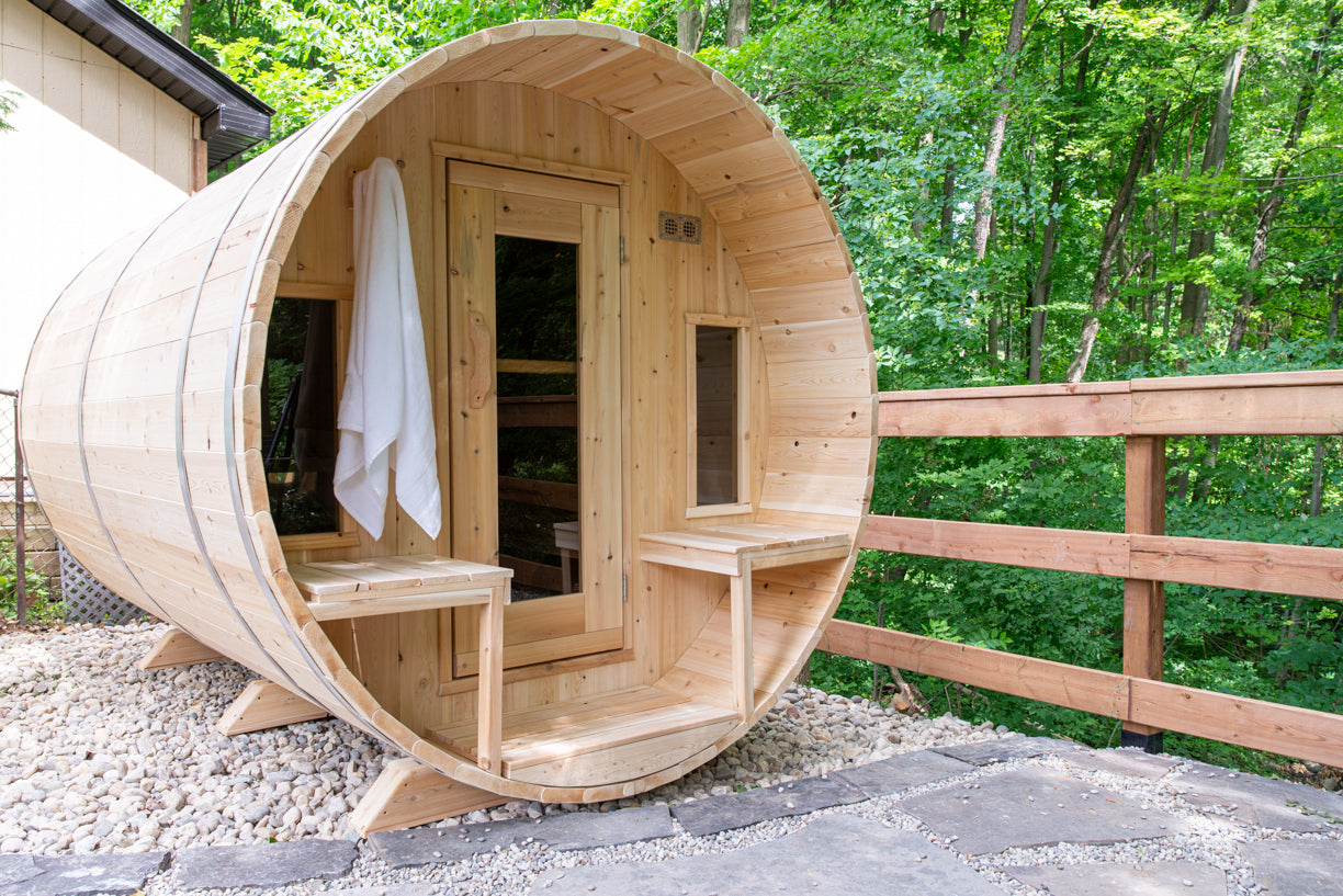 Dundalk Leisurecraft Canadian Timber Tranquility Barrel Sauna | 6-8 Persons