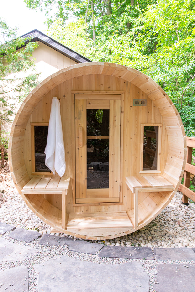 Dundalk Leisurecraft Canadian Timber Tranquility Barrel Sauna | 6-8 Persons