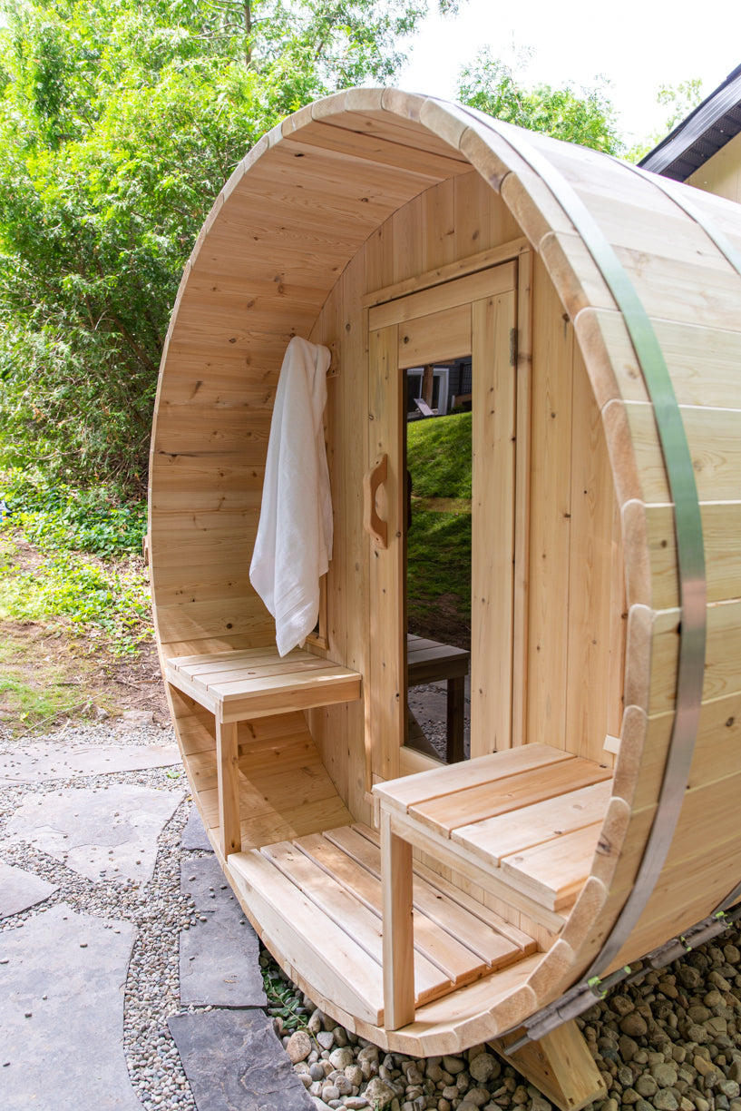 Dundalk Leisurecraft Canadian Timber Tranquility Barrel Sauna | 6-8 Persons