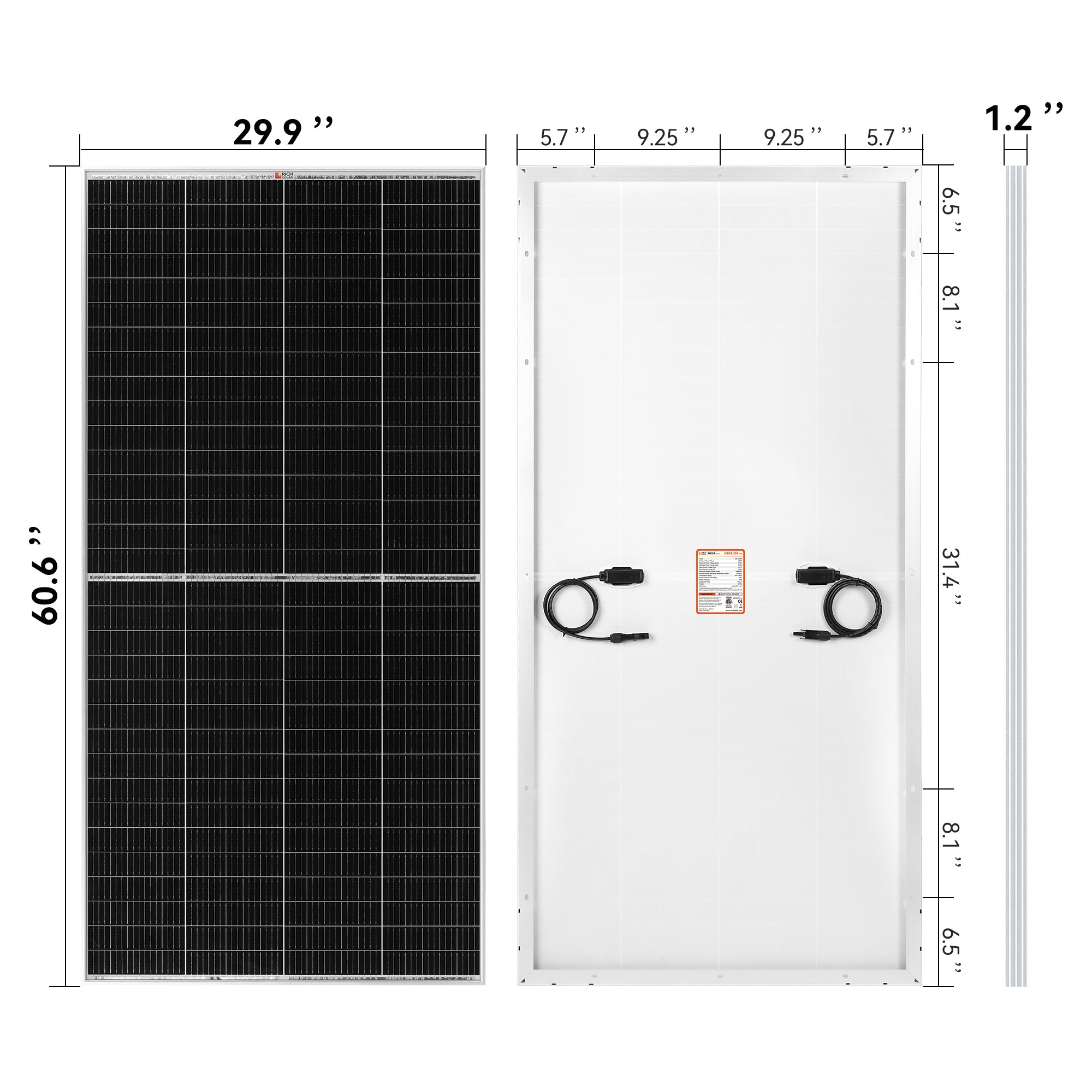 RICH SOLAR MEGA 250 PRO | 250 Watt 24 Volt Solar Panel | 25-Year Output Warranty | UL Certified