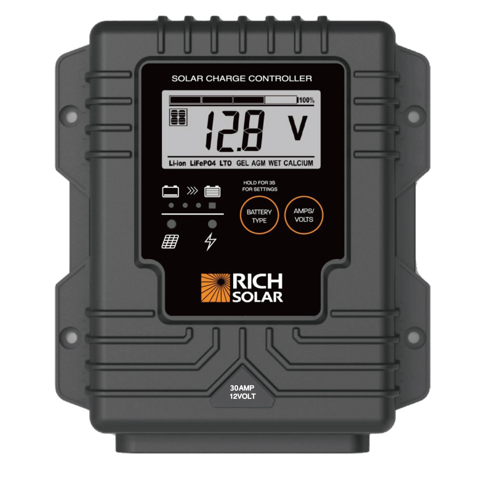 RICH SOLAR BRAVO Waterproof 30 | 30 Amp Waterproof PWM Solar Charge Controller | #1 Waterproof Solar Controller