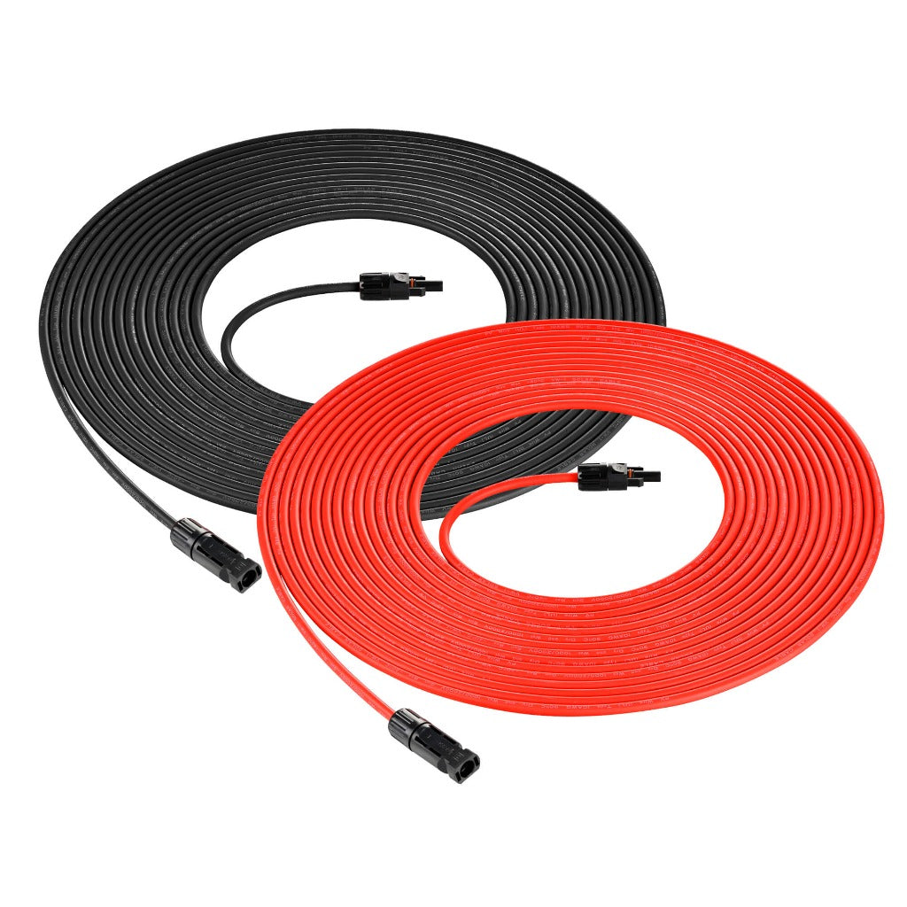 RICH SOLAR 10 Gauge Solar Panel Extension Cable with Male and Female Solar Connector Ends Pair 10AWG Red and Black Extension Wire with Connectors on Both Ends