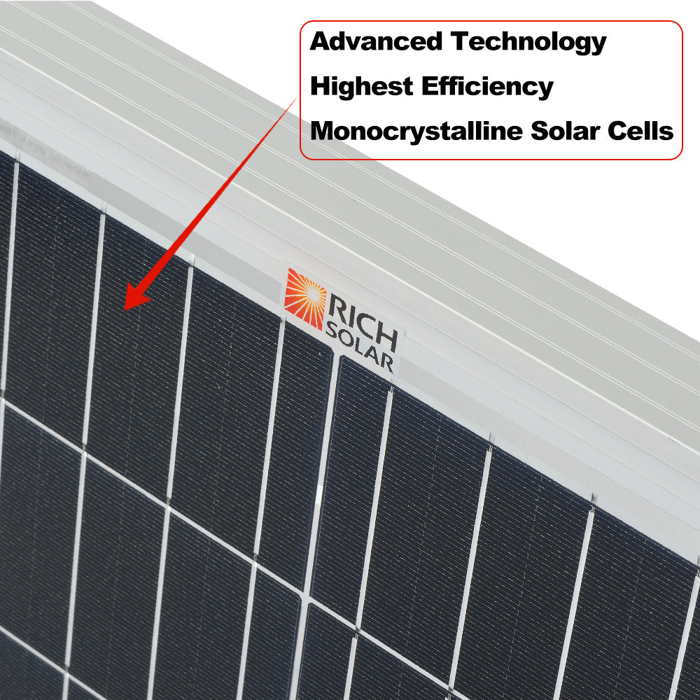 RICH SOLAR MEGA 200 MAX | 200 Watt 24 Volt Solar Panel | 25-Year Output Warranty | UL Certified