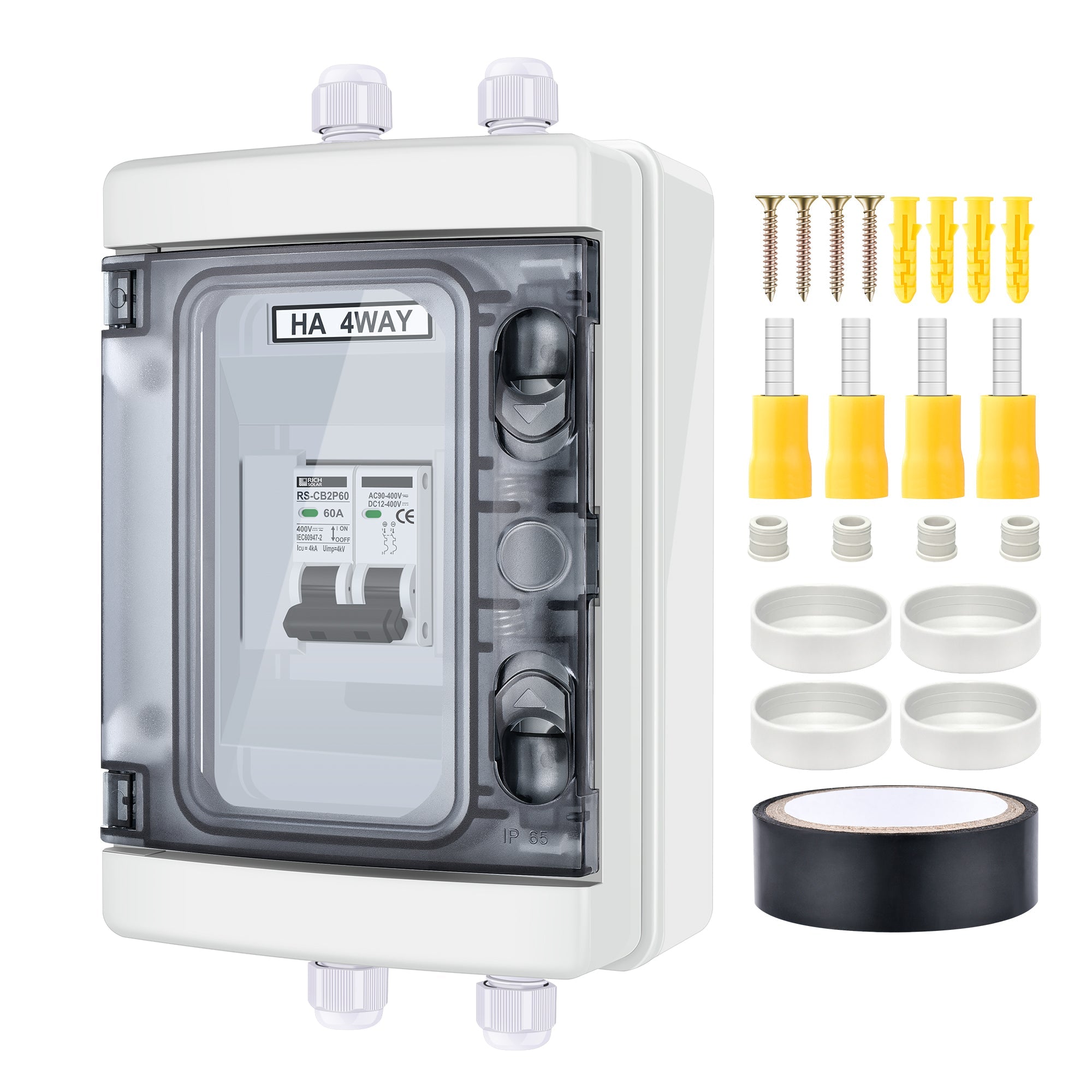 RICH SOLAR 2 Pole Outdoor Circuit Breaker Box | Outdoor Circuit Breaker Box with 2 Poles and Solar Isolator Disconnect Switch