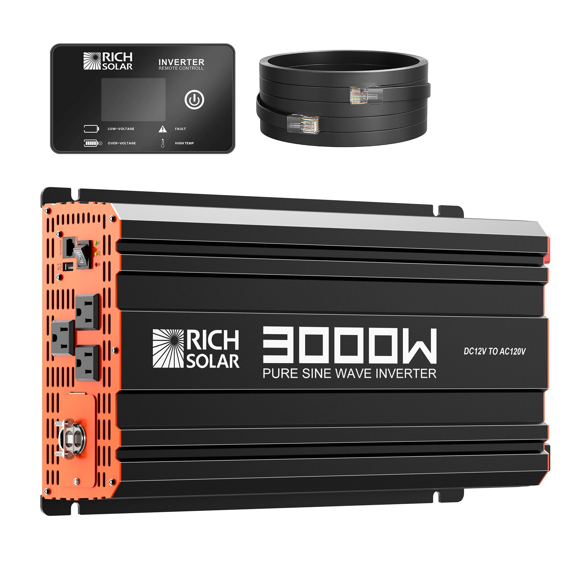 RICH SOLAR NOVA PURE 3K | 3000 Watt (3kW) 12 Volt Industrial Pure Sine Wave Inverter