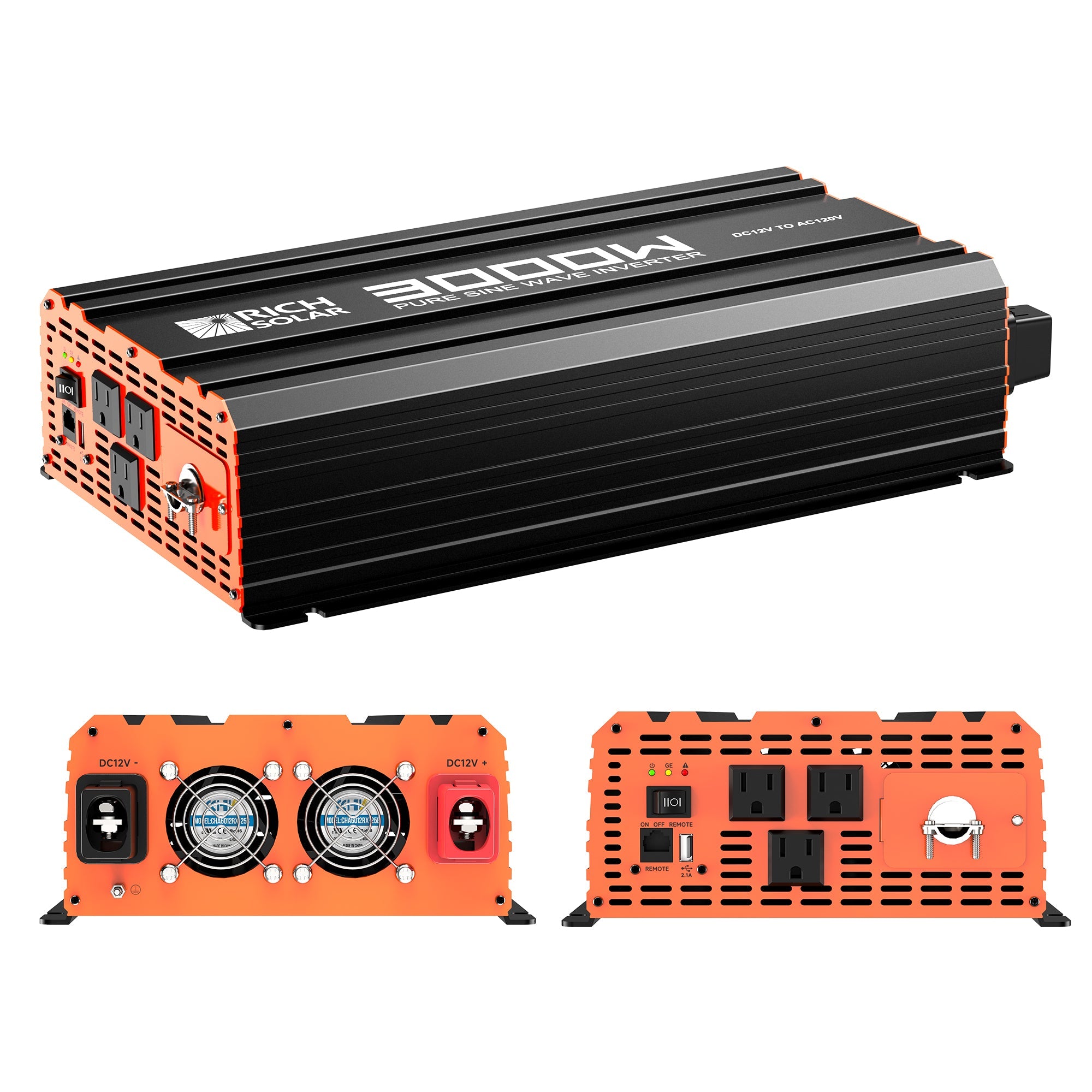 RICH SOLAR NOVA PURE 3K | 3000 Watt (3kW) 12 Volt Industrial Pure Sine Wave Inverter