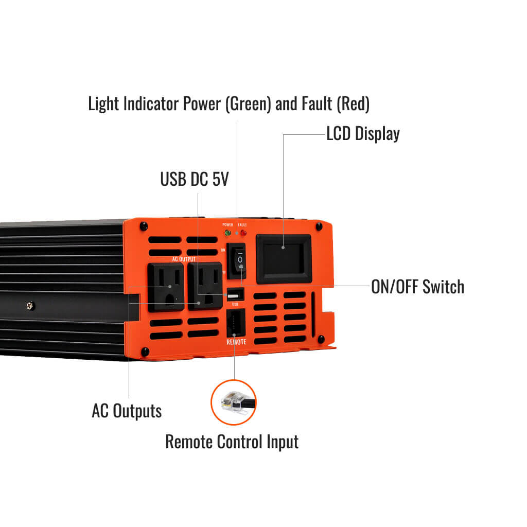 RICH SOLAR NOVA PURE 1.5K | 1500 (1.5kW) Watt 12 Volt Industrial Pure Sine Wave Inverter