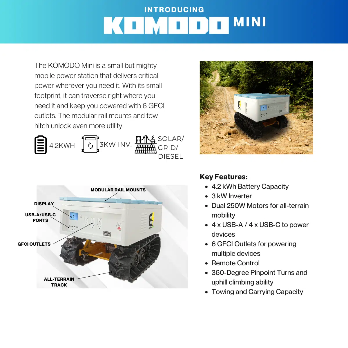 Battery Evo Komodo Mini 4.2 kWh + 3 kW Inverter Mobile Power Station